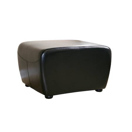 Baxton Studio Black Full Leather Ottoman With Rounded Sides A-1816